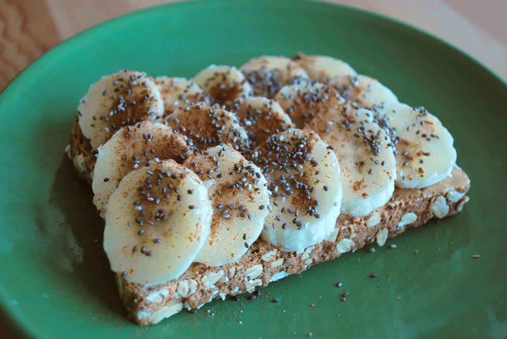 Peanut butter banana toast with chia seeds