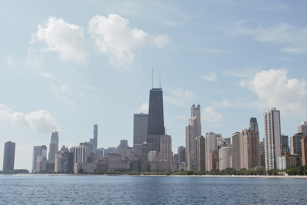 Chicago skyline from north ave pier, scenery can combat feeling stuck in life