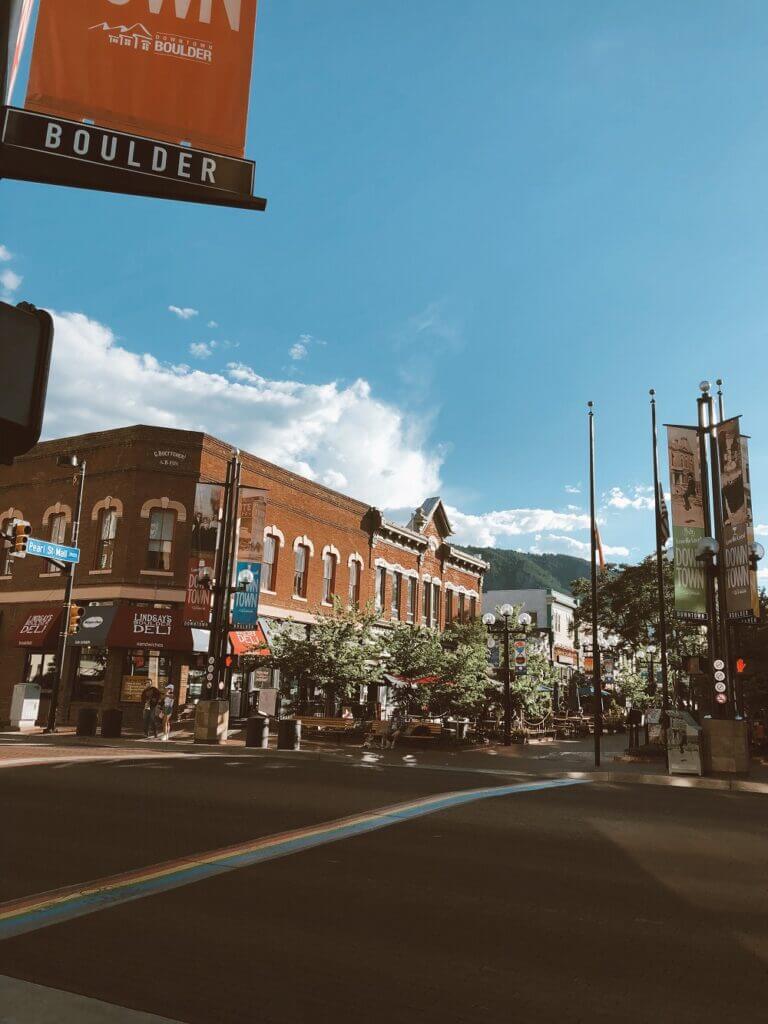 Pearl street shopping strip in downtown Boulder, CO