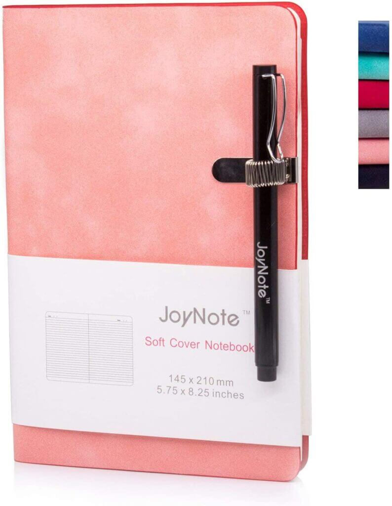 JoyNot A5 classic notebook with pen holder and pink cover