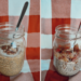 Apple and pumpkin pie chia seed pudding side by side in mason jars
