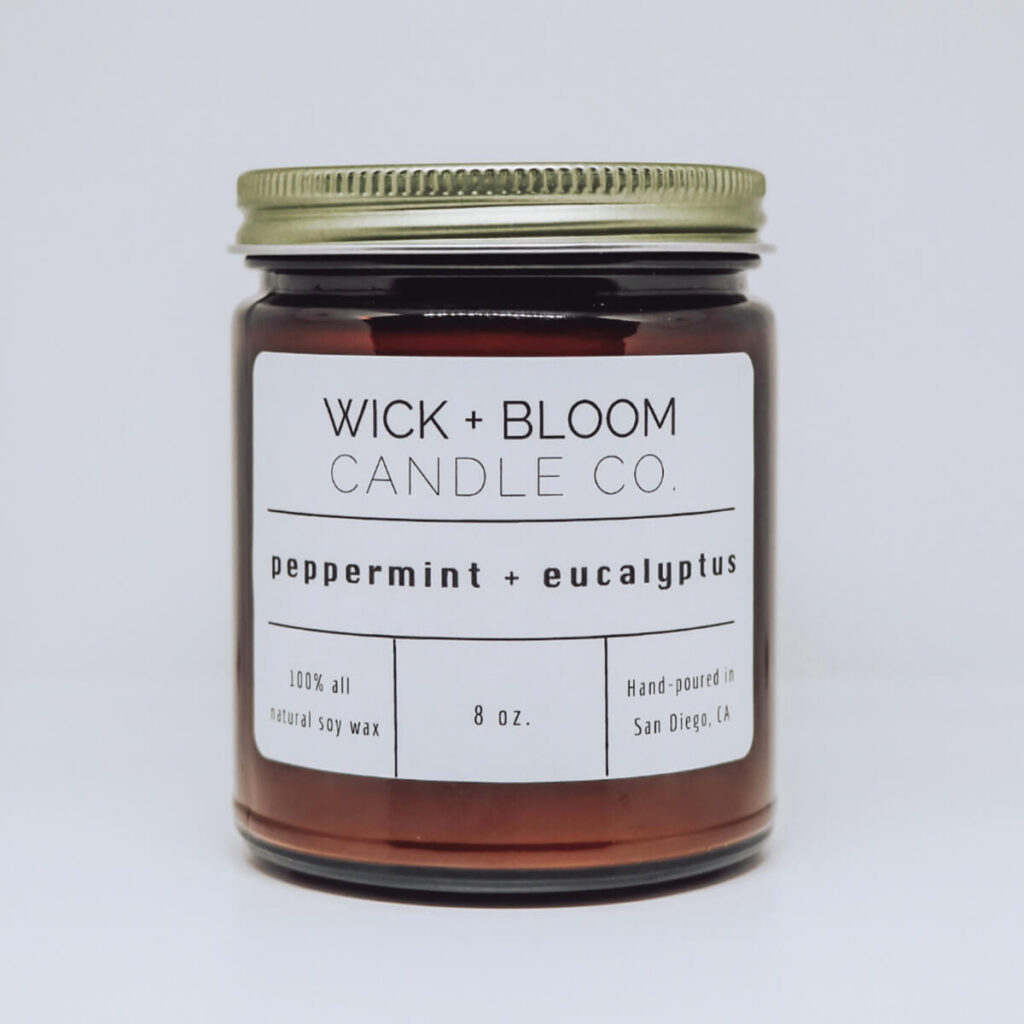 Wick and Bloom peppermint eucalyptus candle