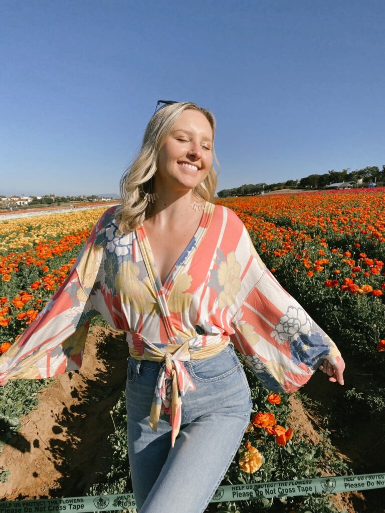 Blonde Girl Posing in a California Flower Field